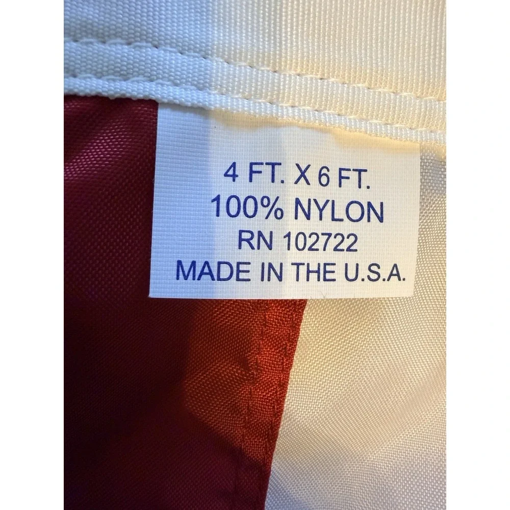 American Flag 4x6 Ft USA Made Nylon Embroidered Stars Grommets Patriotic Flag